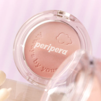 Peripera Pure Blushed Custom Cheek blush compact with soft pink powder and mirror inside for natural, radiant cheek color.