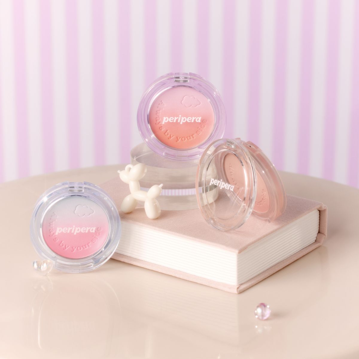 Peripera Pure Blushed Custom Cheek blush compact with soft pink powder and subtle shimmer for natural, radiant cheeks.