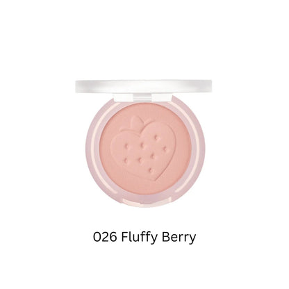 Peripera Pure Blushed Sunshine Cheek blush in Soft Berry shade, with a natural pink and berry-toned finish on smooth skin.