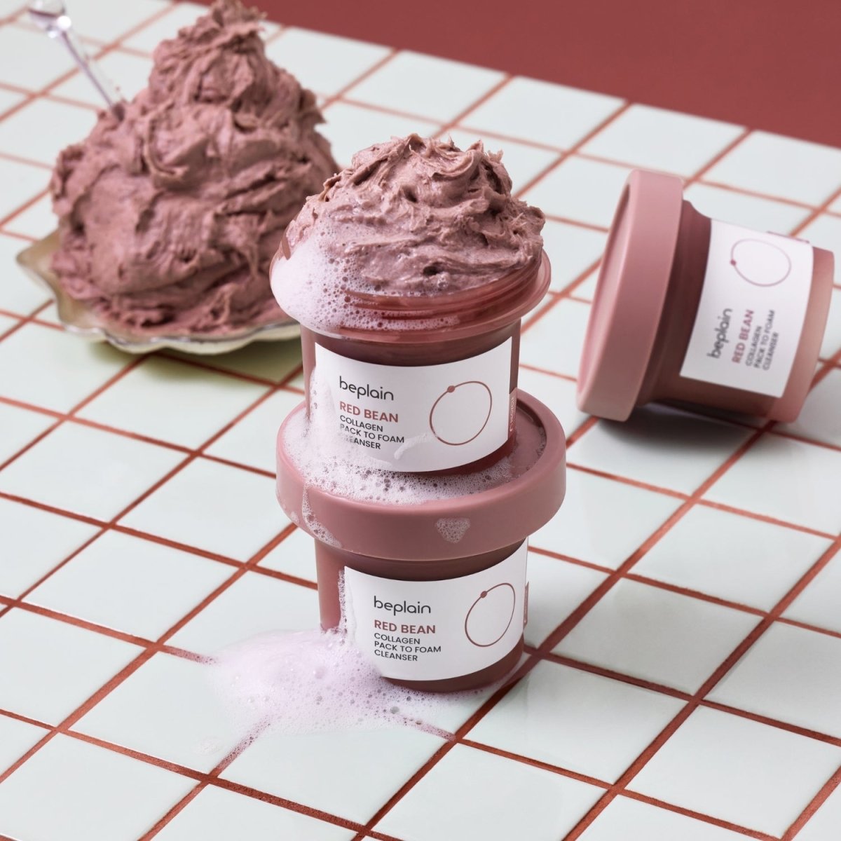 Beplain Red Bean Collagen Pack To Foam Cleanser 100ml | La Cosmetique
