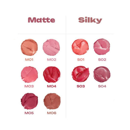 Peripera Slip On My Lip lipstick in a sleek tube, ready to enhance lips with smooth, vibrant color.