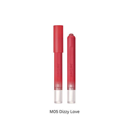 Peripera Slip On My Lip lipstick in a sleek, natural shade, displayed in a close-up view highlighting its smooth texture.