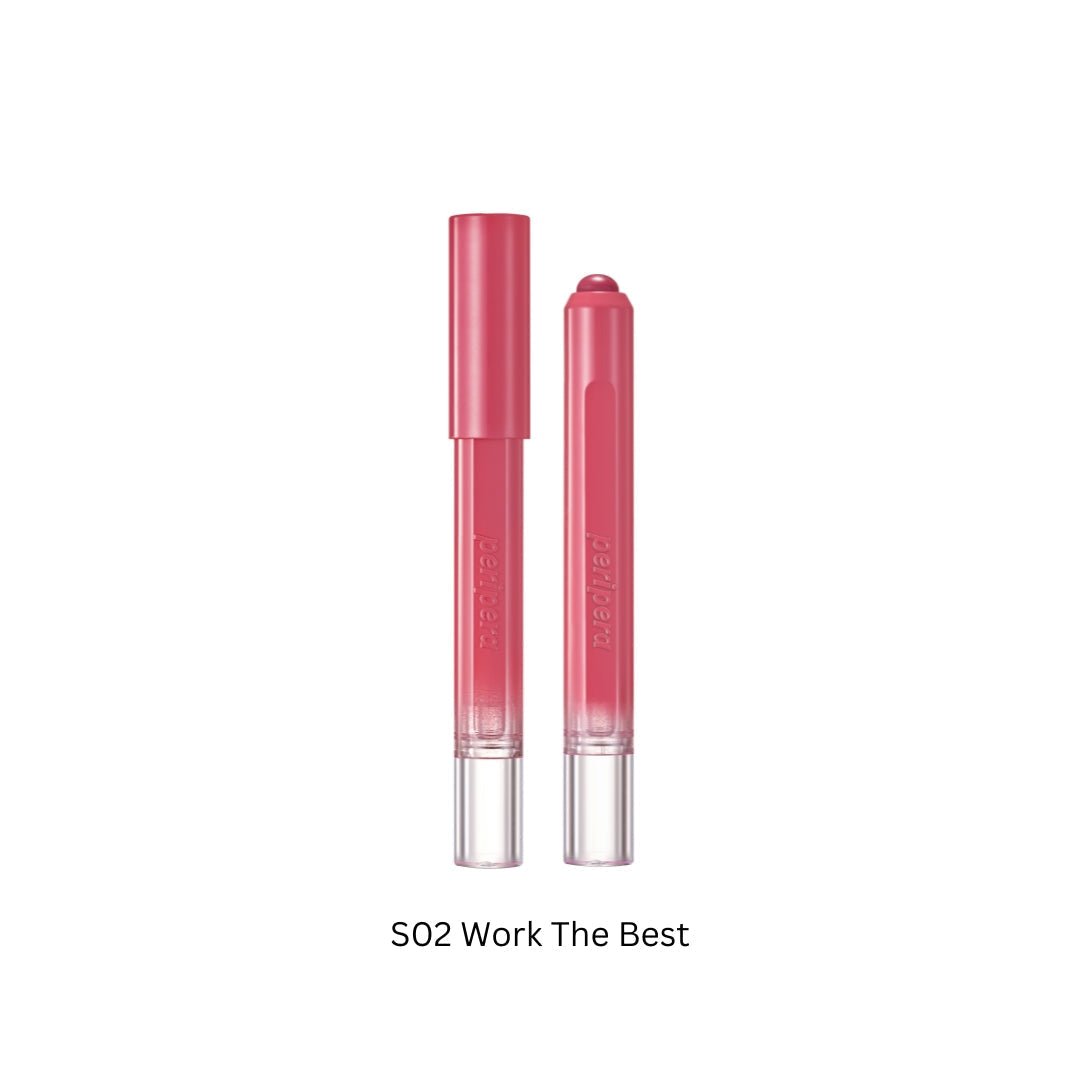 Peripera Slip-On My Lip lipstick in a sleek tube, ready to apply, featuring vibrant color and smooth texture.