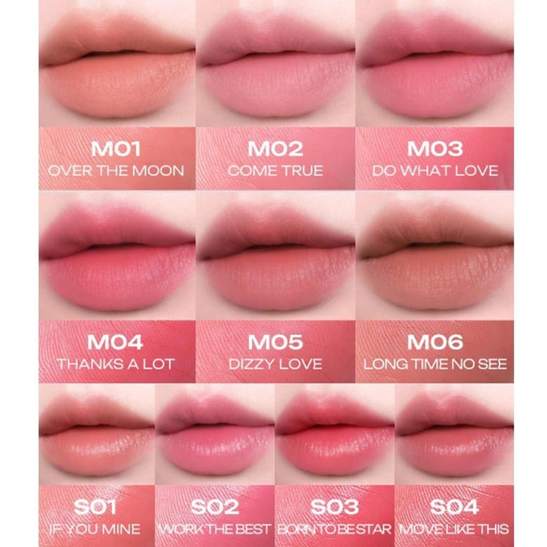 Peripera Slip On My Lip lipstick in a vibrant shade, showcasing the sleek tube and bold color for lips.