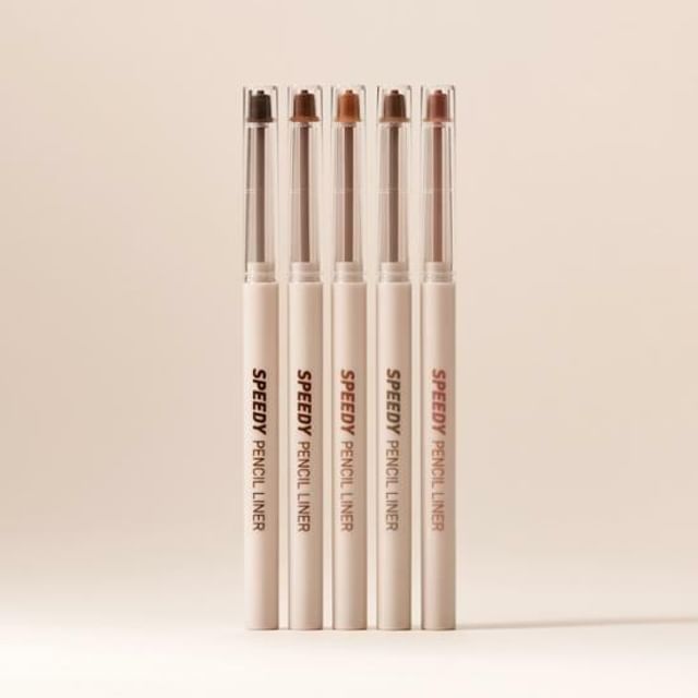 Peripera Speedy Pencil Gel Eyeliner in black, shown with the pencil tip and smooth gel formula for precise eye makeup application