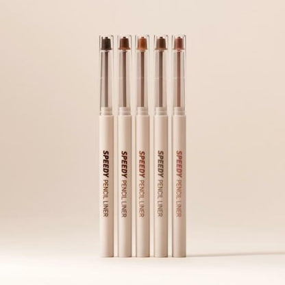Peripera Speedy Pencil Gel Eyeliner in black, shown with the pencil tip and smooth gel formula for precise eye makeup application