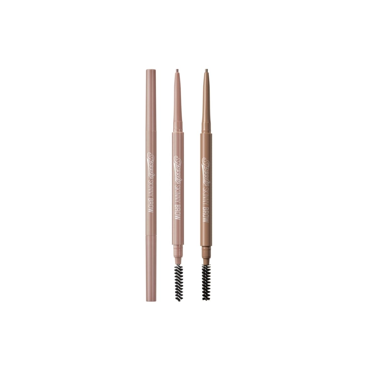 Peripera Speedy Skinny Brow eyebrow pencil with precise tip and natural finish visible in the image.
