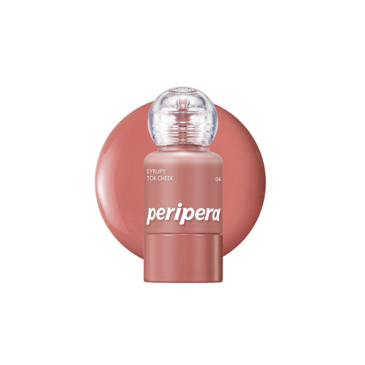 Peripera Syrupy Tok Cheek blush in a soft, creamy pink shade with a smooth, glossy finish on the cheek.