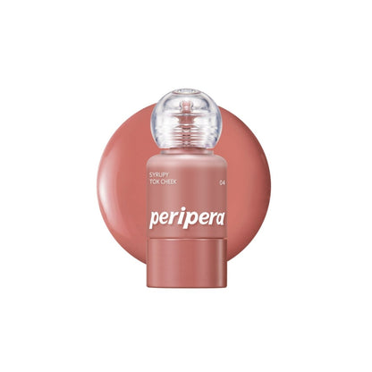 Peripera Syrupy Tok Cheek blush in a soft, creamy pink shade with a smooth, glossy finish on the cheek.
