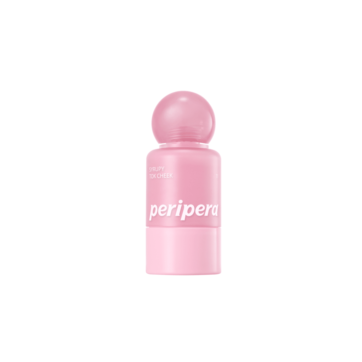 Peripera Syrupy Tok Cheek blush in a creamy, glossy pink shade, applied on cheeks for a natural, dewy finish.