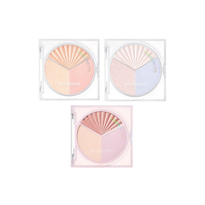 Peripera V Highlighter with a sleek compact design and a shimmering highlighter powder for radiant glow.