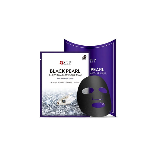 SNP Black Pearl Renew Black Ampoule Mask 10pcs/box - La Cosmetiquea