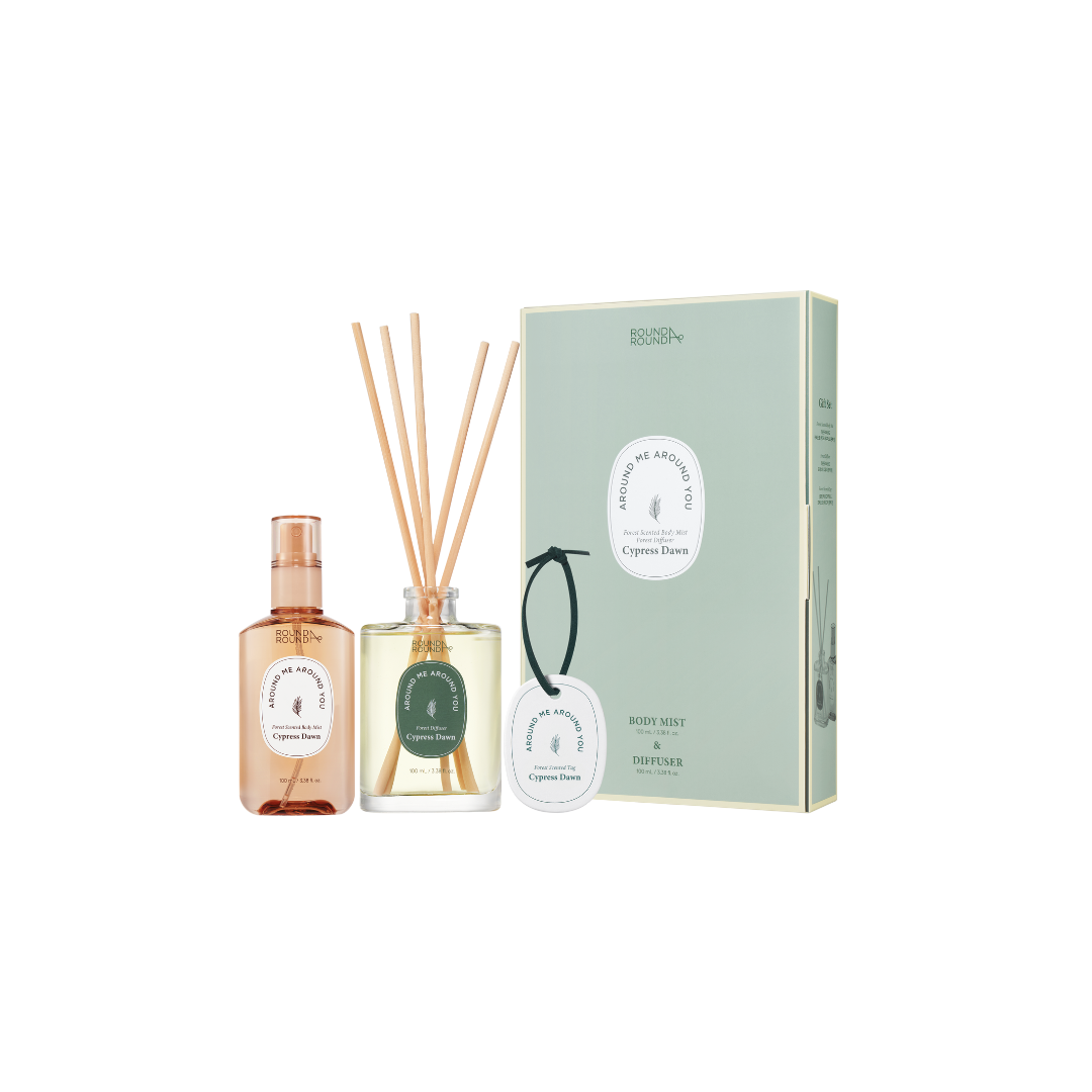 ROUND A’ROUND Forest Scented Body Mist & Diffuser [Cypress Dawn] Set (2022) - Shop K-Beauty in Australia