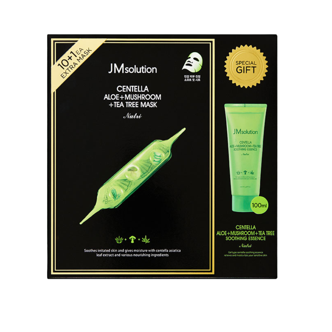 JM SolutionCentella Aloe+Mushroom+Tea Tree Mask & Soothing Essence Special Set - La Cosmetique