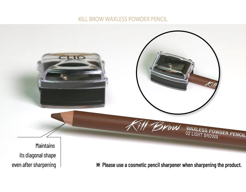 ClioKill Brow Waxless Powder Pencil 03 Peanut Brown - La Cosmetique