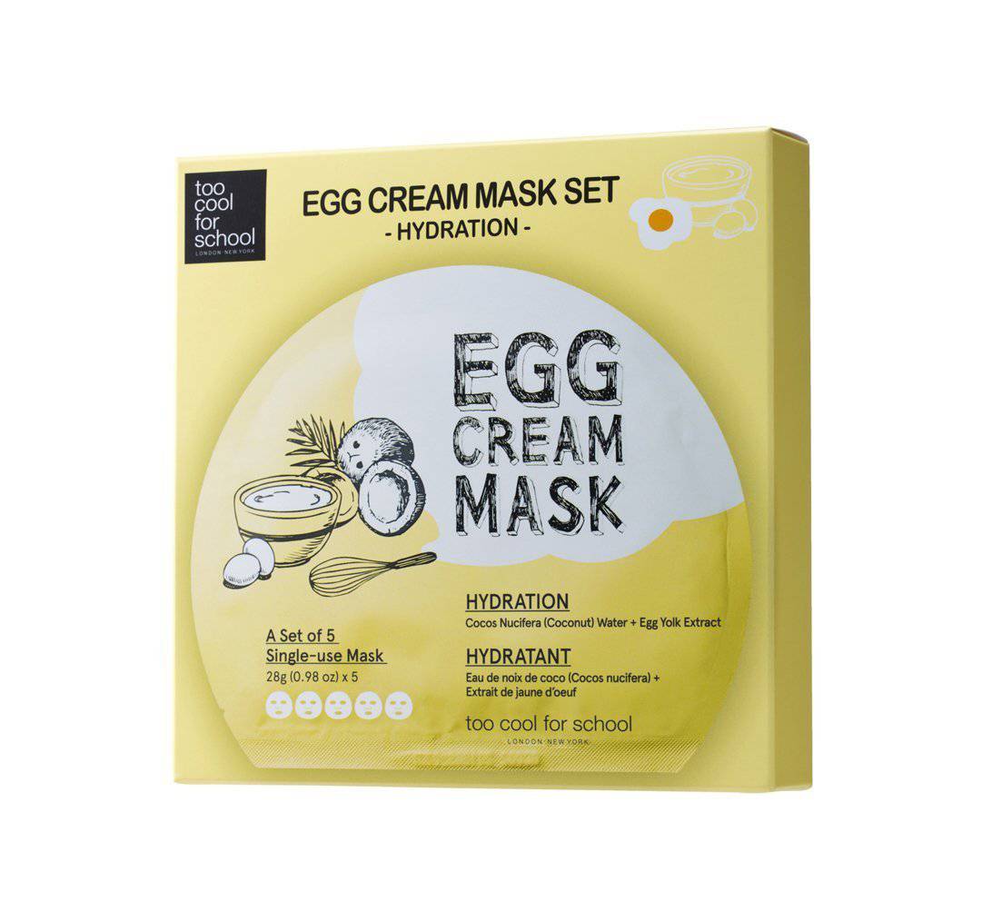 Too Cool For SchoolEgg Cream Mask Hydration Box Set (5 Sheets) - La Cosmetique