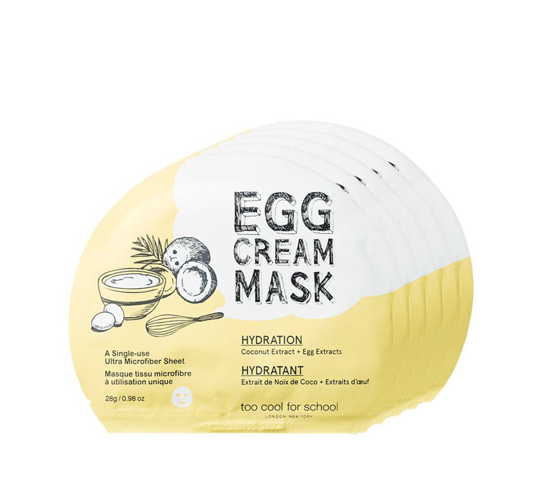 Too Cool For SchoolEgg Cream Mask Hydration Box Set (5 Sheets) - La Cosmetique